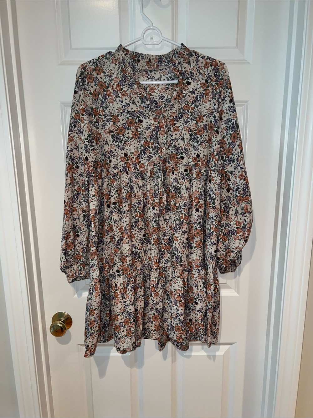 Boutique Floral Tiered Long-Sleeve Dress